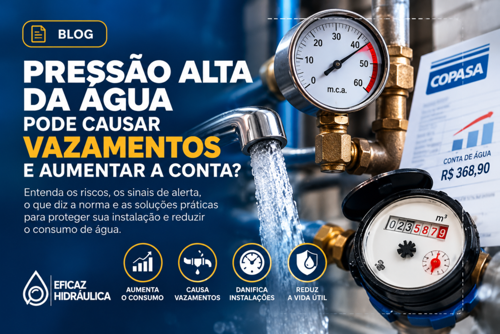 Pressão alta da água, hidrômetro e conta elevada: possíveis sinais de vazamento
